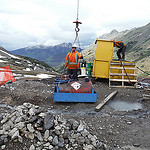 Drilling underway at the Kemess East site in August 2014.