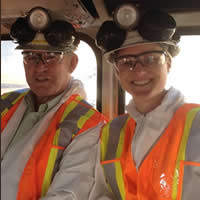Photo Minister of Energy and Mines Bill Bennett and Whitney Nash at New Afton Gold Mine.