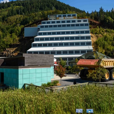 The Britannia Mine Museum and the 20-storey Mill Building, which is a National Historic Site.
