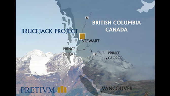 A graphic map of the location of the Brucejack Project in northwestern British Columbia. 