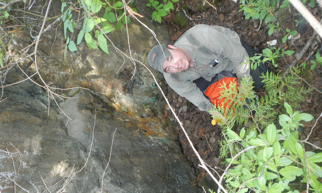 A prospector digs around at Cruz Cobalt's high-grade cobalt Johnson project.