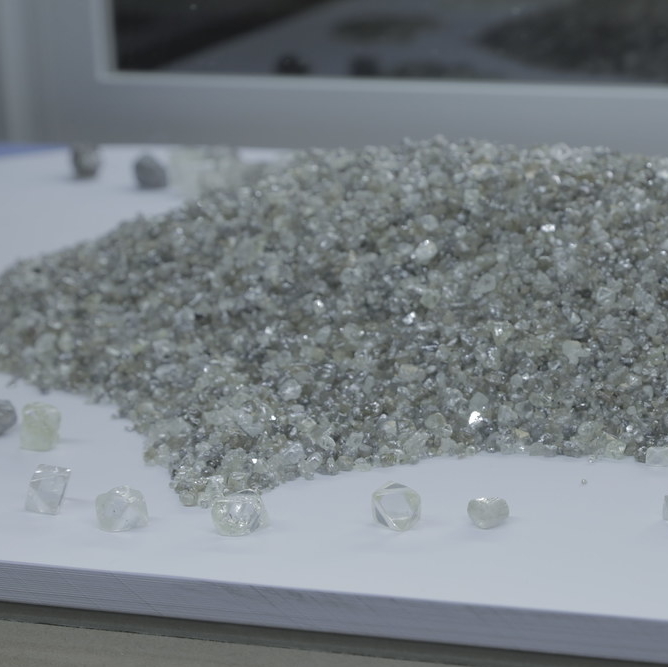 a pile of diamonds on display