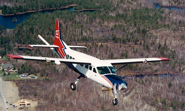 Picture of Cessna conducting aerial geophysical survey. 