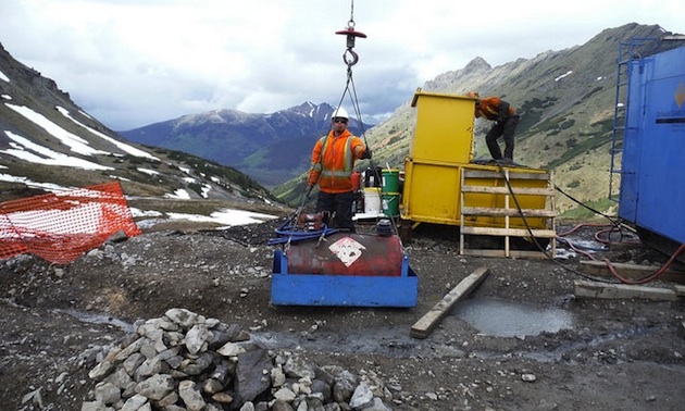 Drilling underway at the Kemess East site in August 2014.
