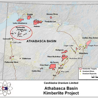 Map of the Athabasca Kimberlite project. 