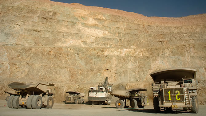 Picture of large equipment at copper mine in Chile. 