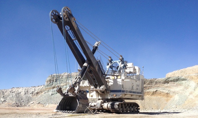 MineSense technology is installed in this 65 cubic yard Bucyrus wire rope shovel. 