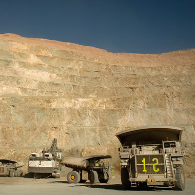 Picture of large equipment at copper mine in Chile. 