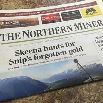 Cover of The Northern Miner newspaper. 