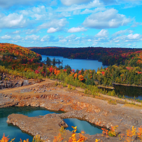 The Kearney Mine in Ontario is shown on a sunny fall day.