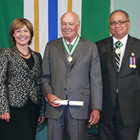 Photo of Christy Clark, Dr. Norman Keevil and Steven Point