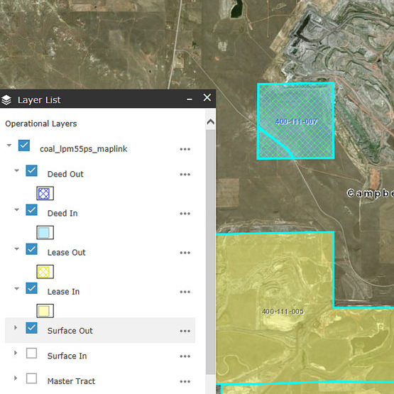 An image of a GIS map showing land asset details