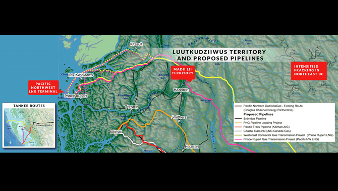 Map of proposed pipelines in Luutkudziiwus territory. 