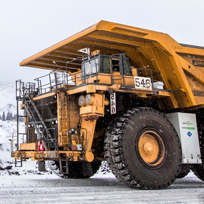 One of Teck Resources' new LNG conversion coal haul trucks being tested in the Elk Valley.