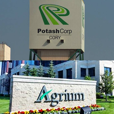 Agrium Inc., and Potash Corporation of Saskatchewan brand names, combined into collage. 