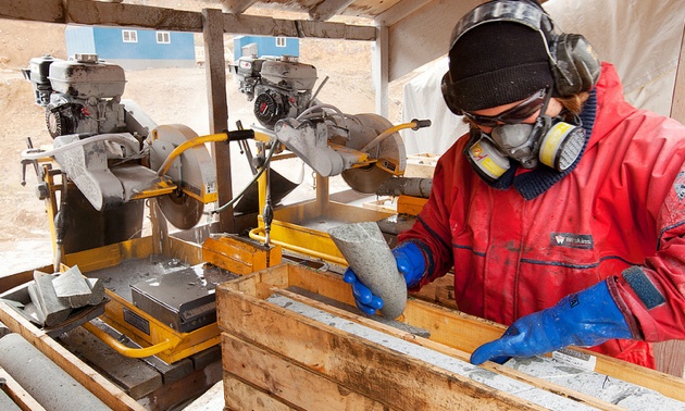 A worker conducts core sample processing at Pretium Resources Inc.'s Brucejack project.