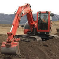 Photo of red excavator