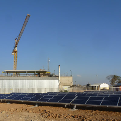 Hybrid plant in Western Tanzania during construction