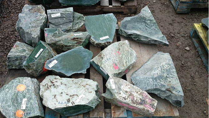 Picture of BC jade, raw in the rock. 