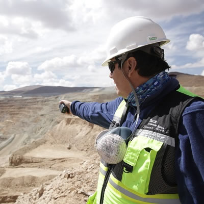 Worker at Quebrada Blanca Phase 2 mine project. 