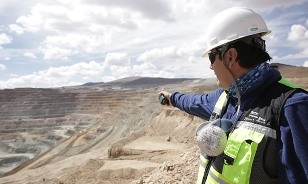 Worker at Quebrada Blanca Phase 2 mine project. 