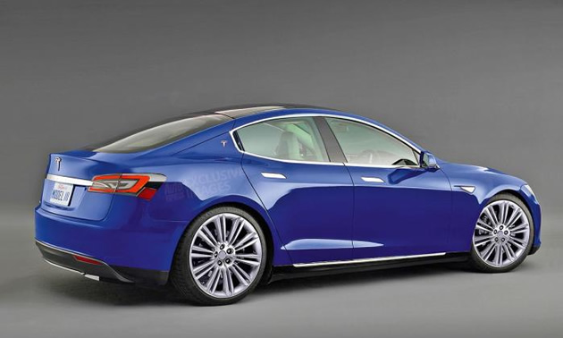Tesla Model 3 electric car. 