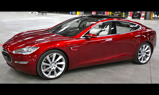 Tesla Model 3 electric car. 