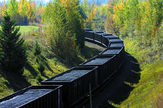 Photo of a train moving coal