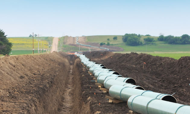 View of pipeline being built. 