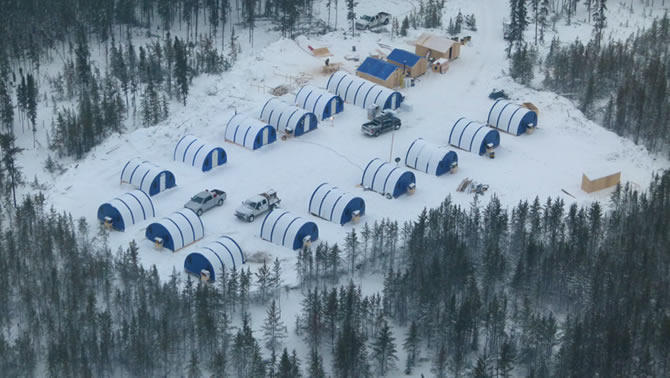 Aerial view of the Rook 1 camp in northern Saskatchewan.