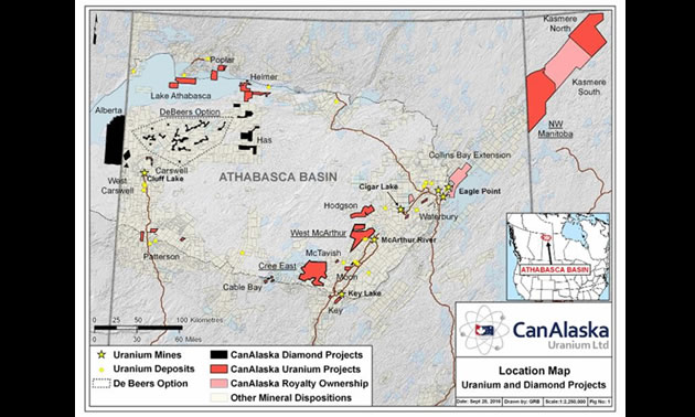 Map of CanAlaska projects. 