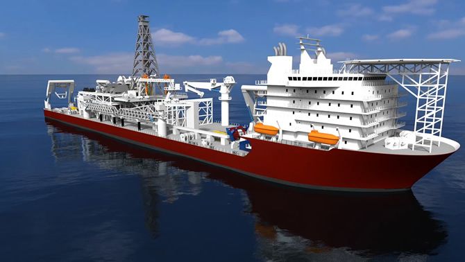 An artist's rendition of the production support vessel being made for Nautilus Minerals Inc. 