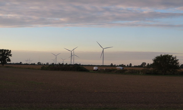 wind farms in the distance
