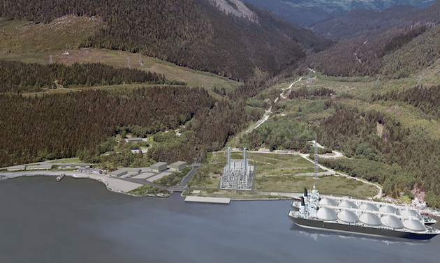 Rendering of the Woodfibre LNG facility planned for Squamish, just seven kilometres southwest of downtown